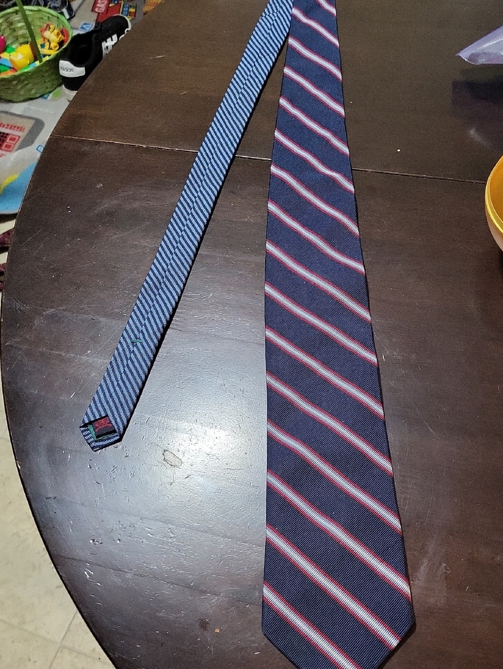 Tommy Hilfiger Navy Tie with Red and White Diagonal Stripes